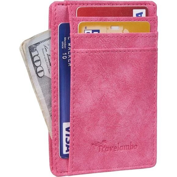 Slim Wallet Front Pocket Minimalist Leather RFID Blocking Medium Size - Picture 2 of 5